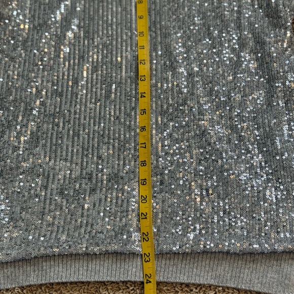 EUC INC International Concepts Silver Sequin Top with Sparkly Hood - Picture 4 of 5